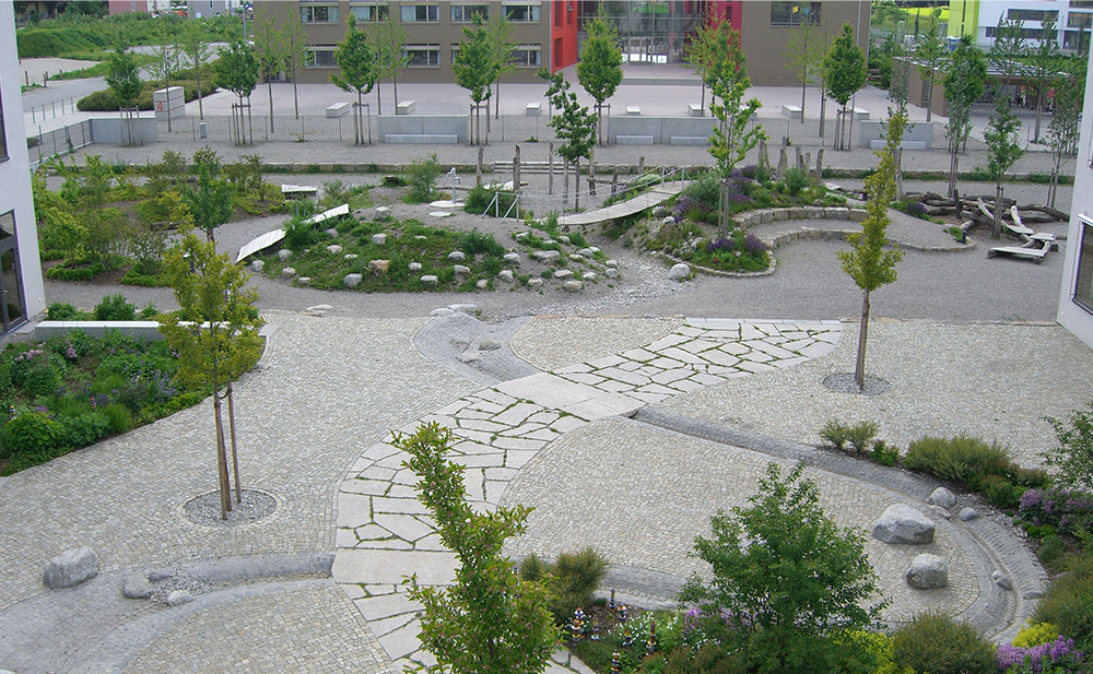 Innenperspektive Garten Montessorischule in Dachau