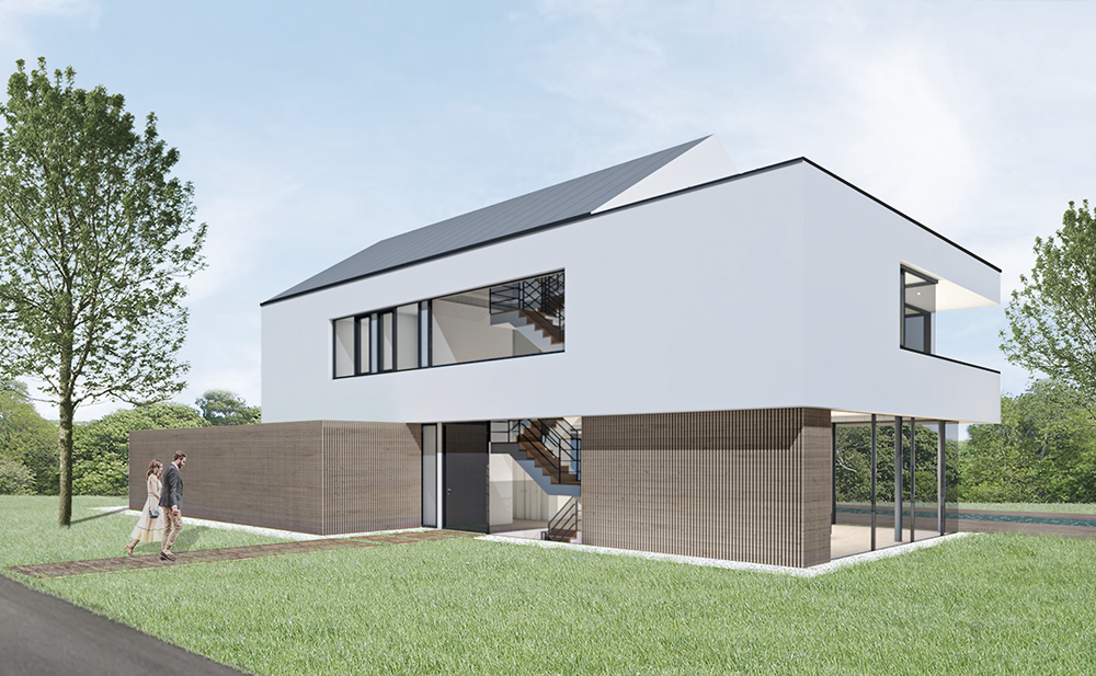 Außenperspektive einer Villa in Neuried (Rendering)
